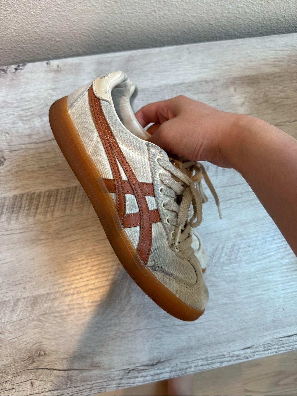 Onitsuka Tiger - Canvas Sneakers - Cream Brown - Women - 23.5 cm - Pre-Owned